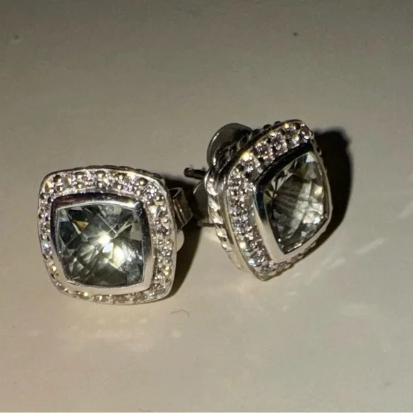 Flawless Authentic Vintage DY Albion Prasiolite Earrings - Picture 2 of 5